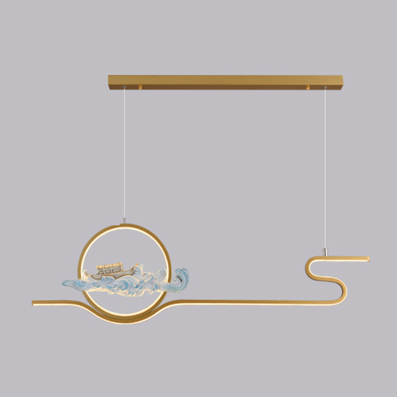 Linear Shape Island Lights Modern Style Metal 2-Light Pendant Light Fixtures