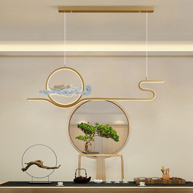 Linear Shape Island Lights Modern Style Metal 2-Light Pendant Light Fixtures