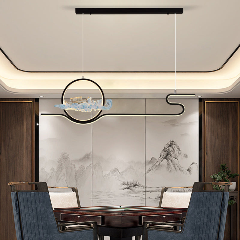 Linear Shape Island Lights Modern Style Metal 2-Light Pendant Light Fixtures