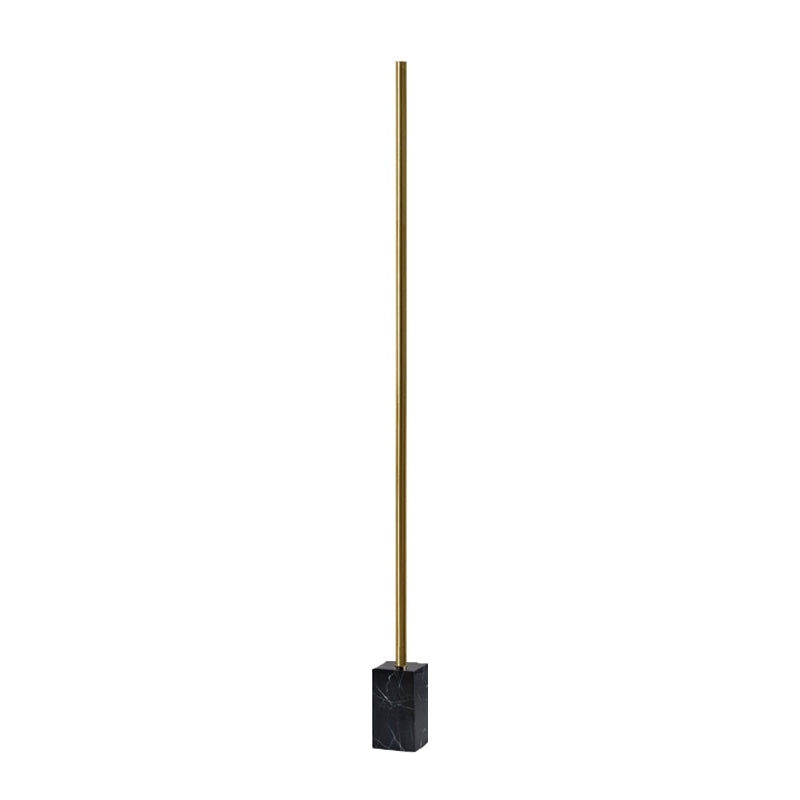 1 Light Linear Floor Lamp Contemporary Metal Standard Lamps Marble Base in Gold