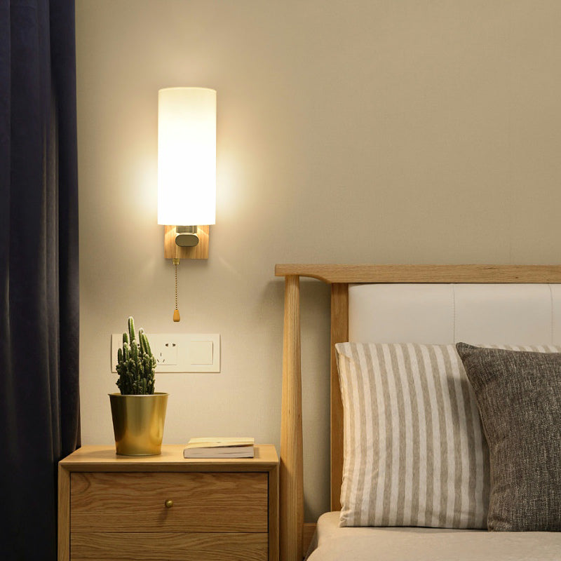 Modern Style Geometric Sconce Lights Wood 1 Light Wall Mounted Lighting