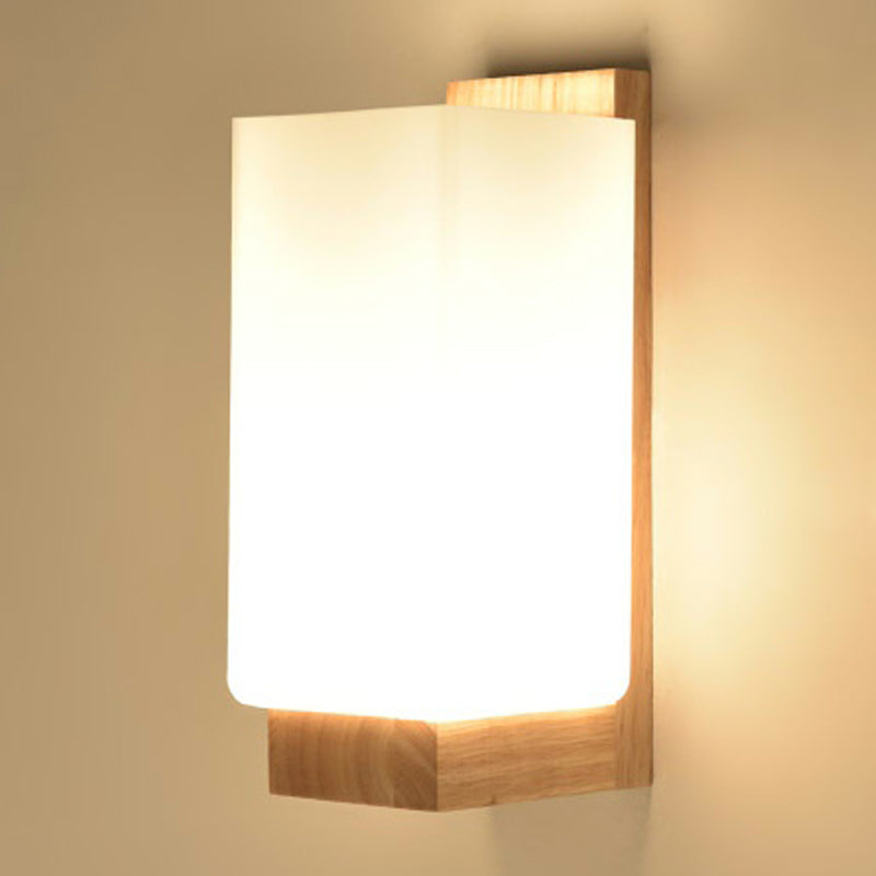 Modern Style Geometric Sconce Lights Wood 1 Light Wall Mounted Lighting