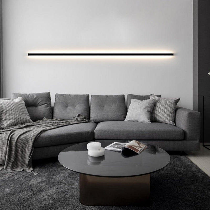 Metal Linear Shade Wall Light Modern Style 1-Light Wall Mounted Light Fixture in Black