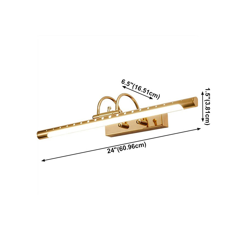 Metal Linear Shade Wall Lighting Modern 1 Light Mirror Wall Mount Light Fixture in Gold