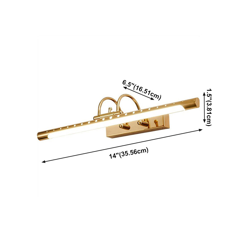 Metal Linear Shade Wall Lighting Modern 1 Light Mirror Wall Mount Light Fixture in Gold