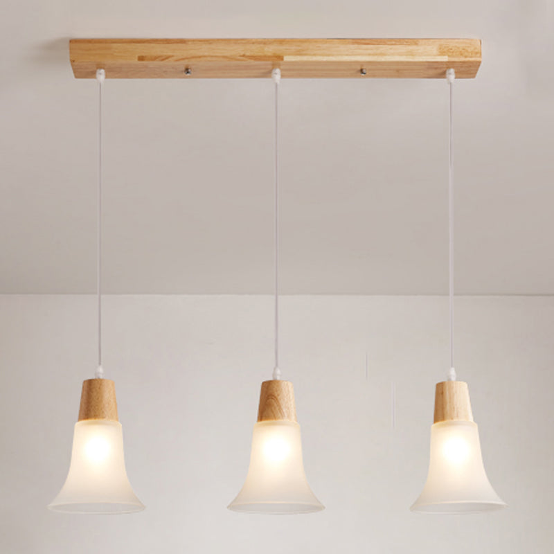 Moderne creatieve hangende lamp houten geometrische hanglamp met mat glazen schaduw