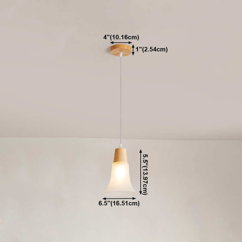 Moderne creatieve hangende lamp houten geometrische hanglamp met mat glazen schaduw