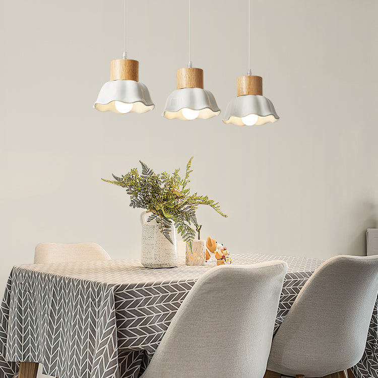 Lampada sospesa florida in legno in stile creativo moderno vetro a 3 luci a ciondolo a 3 luci per sala da pranzo