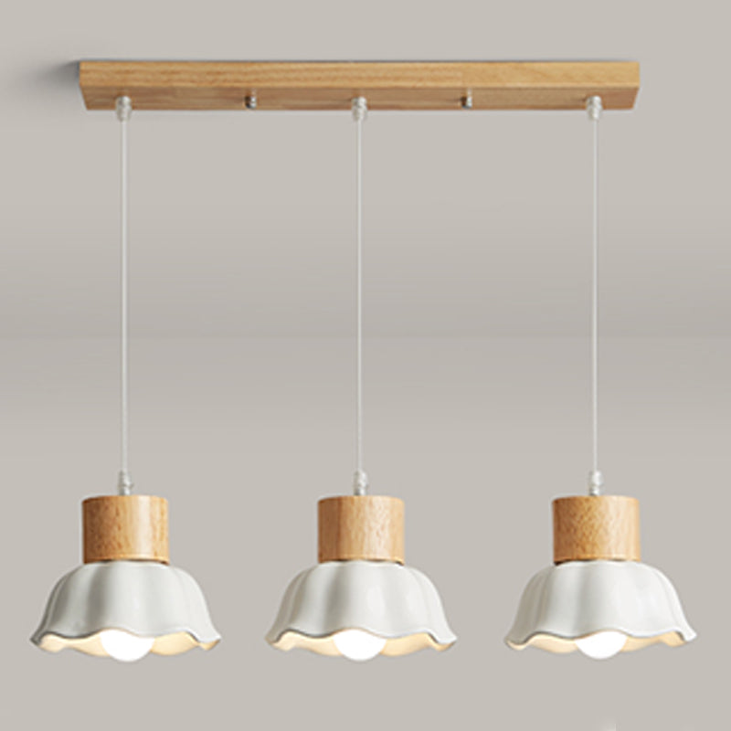Lampada sospesa florida in legno in stile creativo moderno vetro a 3 luci a ciondolo a 3 luci per sala da pranzo