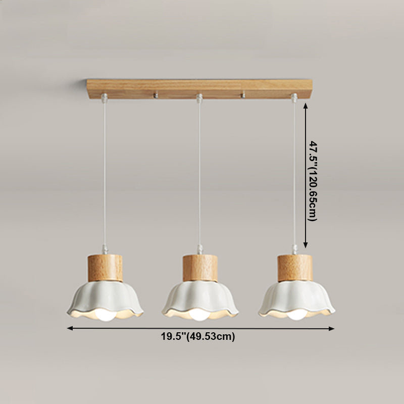 Lampada sospesa florida in legno in stile creativo moderno vetro a 3 luci a ciondolo a 3 luci per sala da pranzo