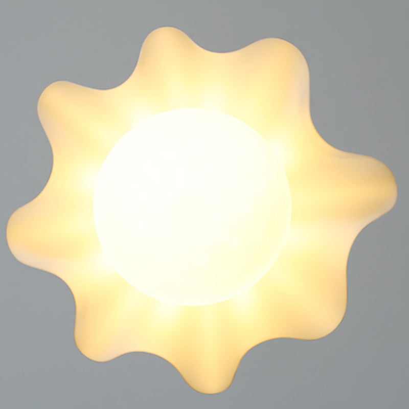 Witte bol hanglamp in moderne beknopte stijl houten binnenhangende lamp met glazen schaduw