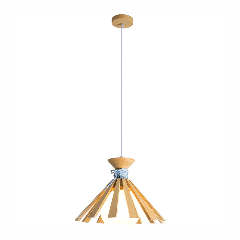 Minimaliste moderne à la lampe suspendue à la lampe en bois de bois avec une teinte en verre