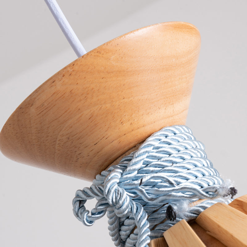 Minimaliste moderne à la lampe suspendue à la lampe en bois de bois avec une teinte en verre