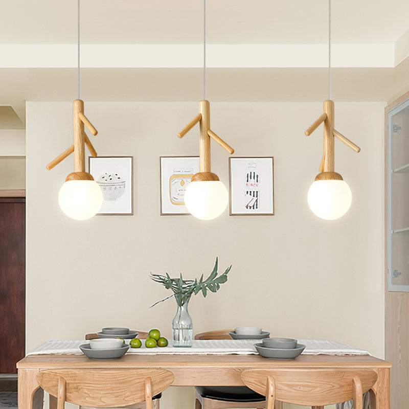 Log Color Globe Pendant Light in Modern Creative Style Glass 3-Light Hanging Lamping