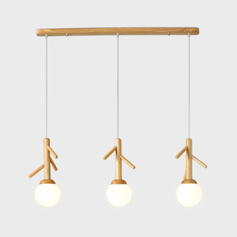 Log Color Globe Pendant Light in Modern Creative Style Glass 3-Light Hanging Lamping