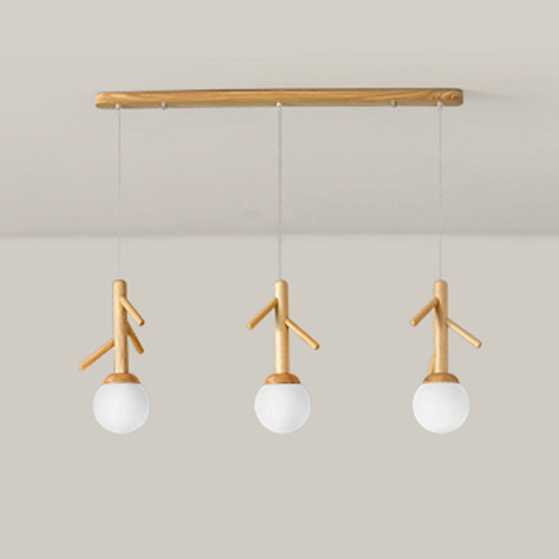 Log Color Globe Pendant Light in Modern Creative Style Glass 3-Light Hanging Lamping