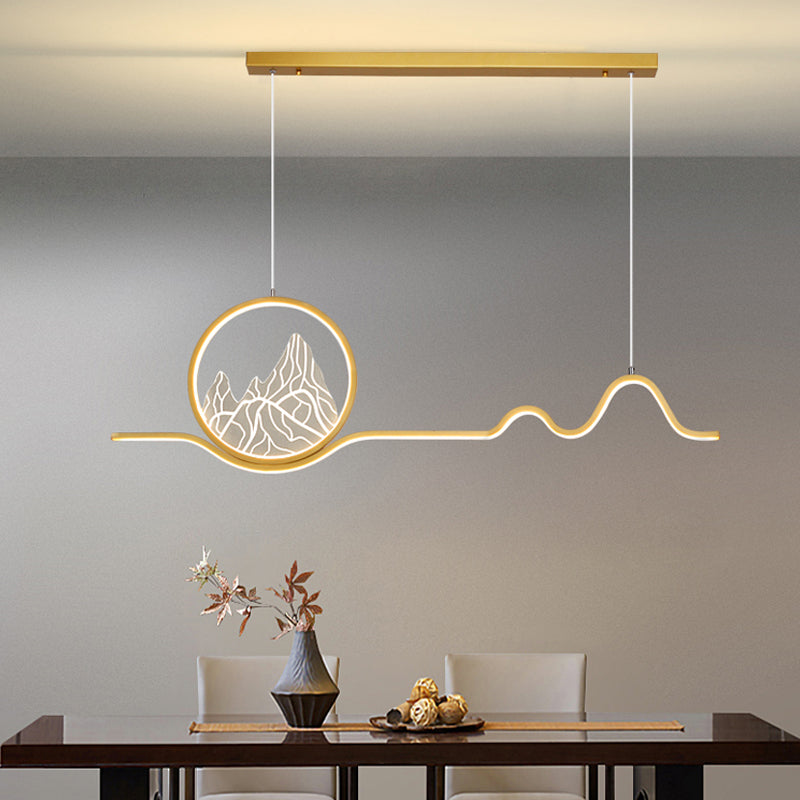 Linear Shape Island Lights Modern Style Metal 2-Light Pendant Light Fixtures