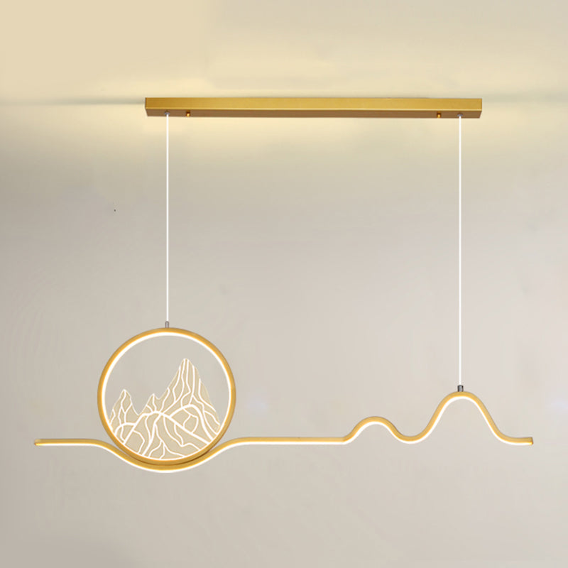 Linear Shape Island Lights Modern Style Metal 2-Light Pendant Light Fixtures