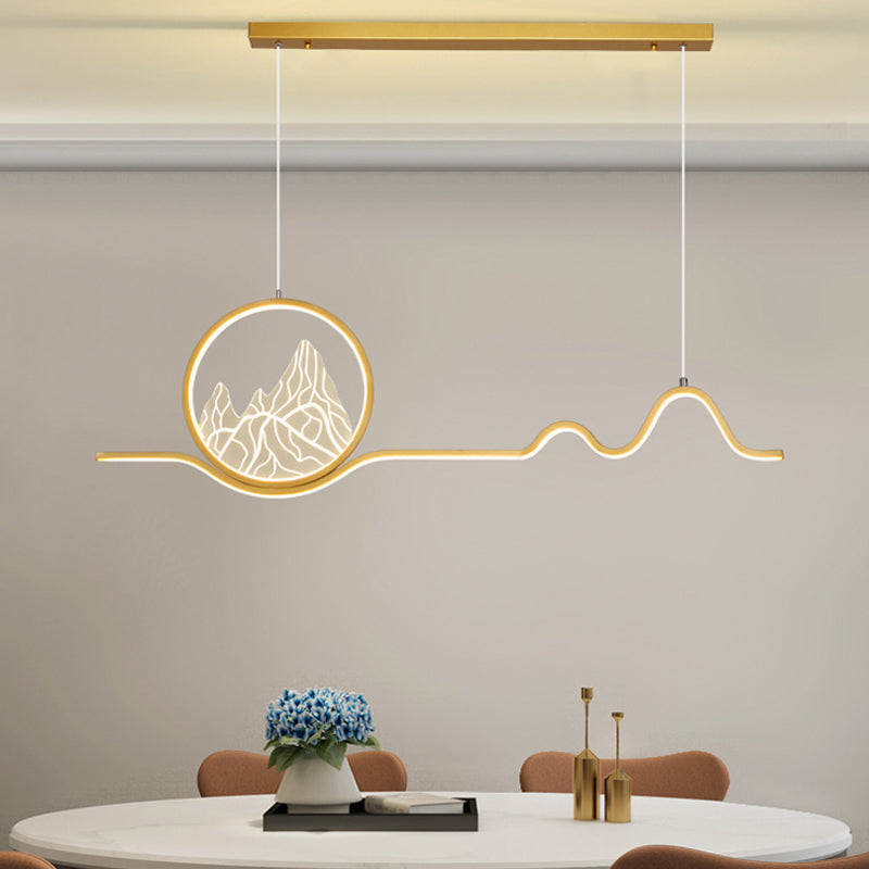 Linear Shape Island Lights Modern Style Metal 2-Light Pendant Light Fixtures