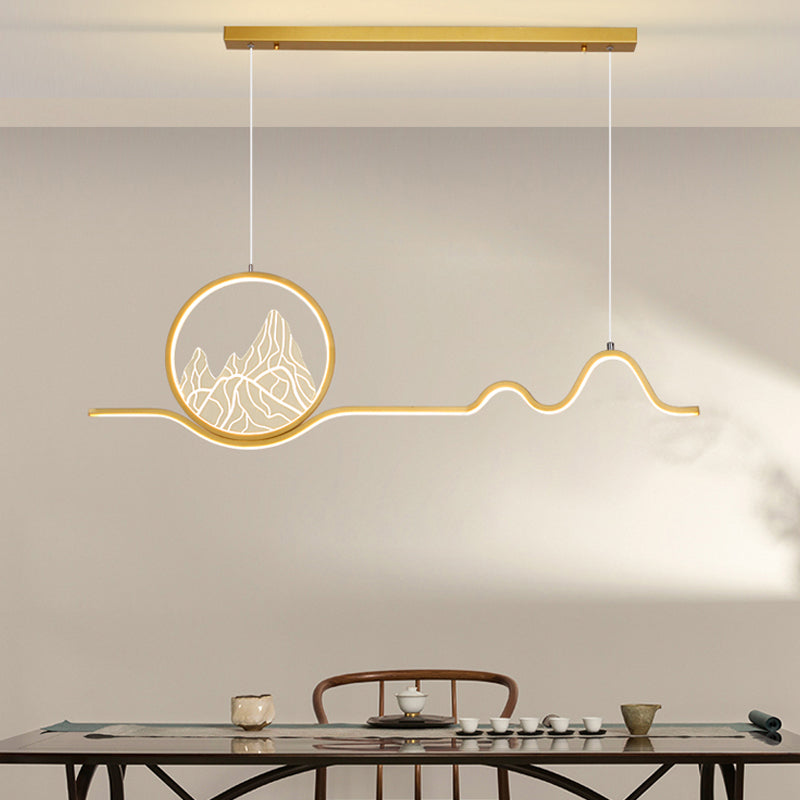 Linear Shape Island Lights Modern Style Metal 2-Light Pendant Light Fixtures
