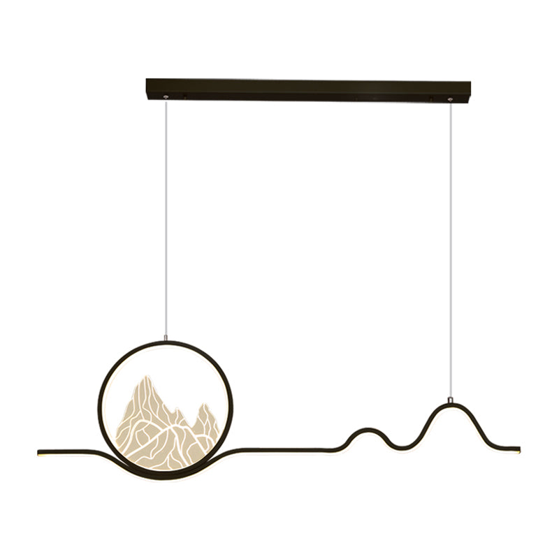 Linear Shape Island Lights Modern Style Metal 2-Light Pendant Light Fixtures