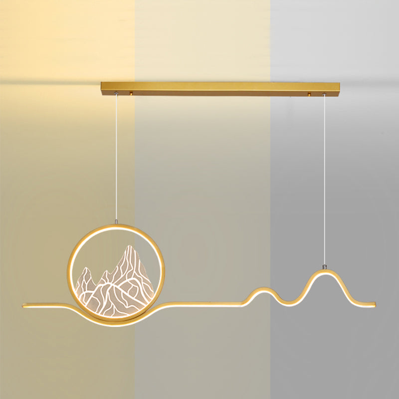 Linear Shape Island Lights Modern Style Metal 2-Light Pendant Light Fixtures