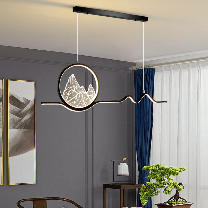Linear Shape Island Lights Modern Style Metal 2-Light Pendant Light Fixtures