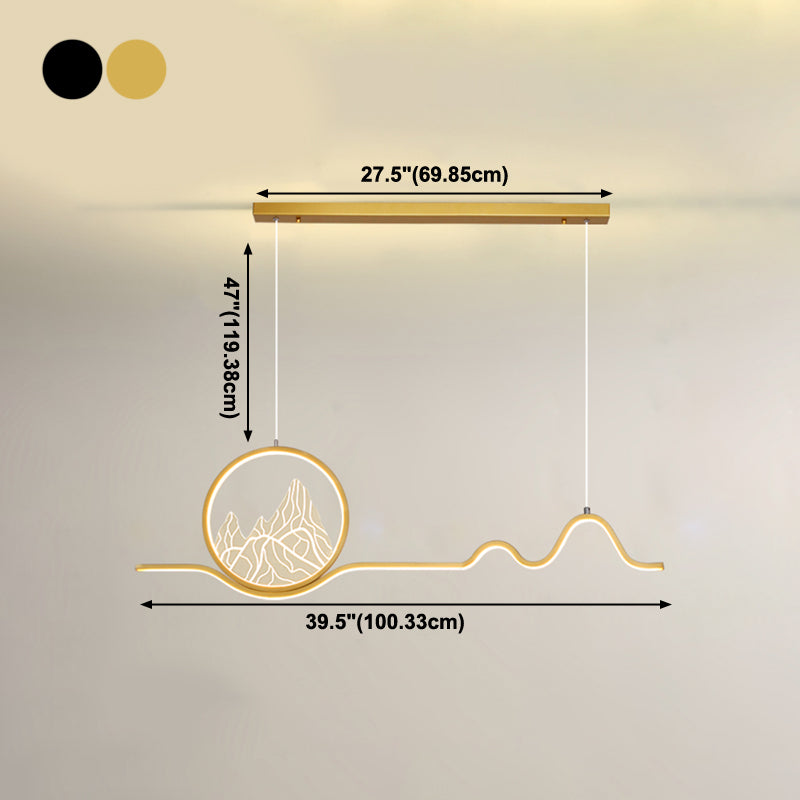 Linear Shape Island Lights Modern Style Metal 2-Light Pendant Light Fixtures