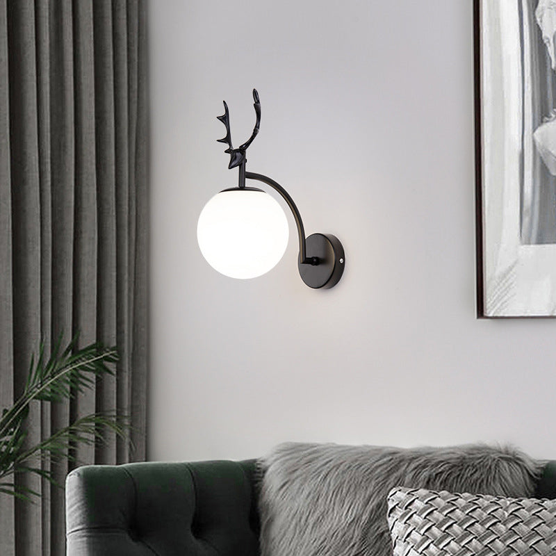 Metal Glass Wall Sconce 1 Blub Wall Mounted Light Fixture for Study Room