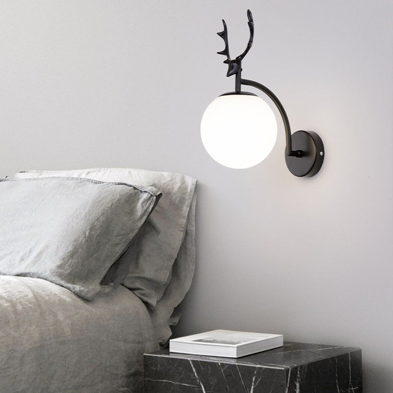 Metal Glass Wall Sconce 1 Blub Wall Mounted Light Fixture for Study Room