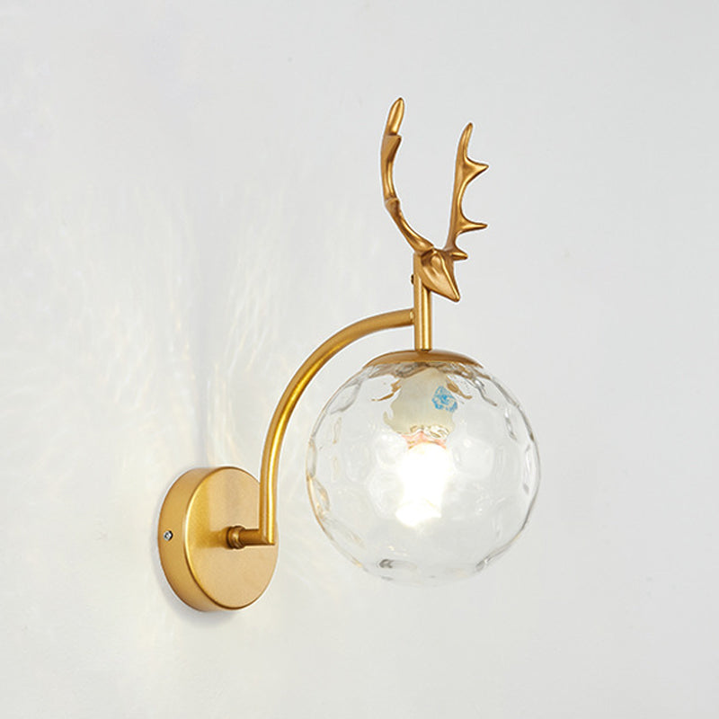 Metal Glass Wall Sconce 1 Blub Wall Mounted Light Fixture for Study Room