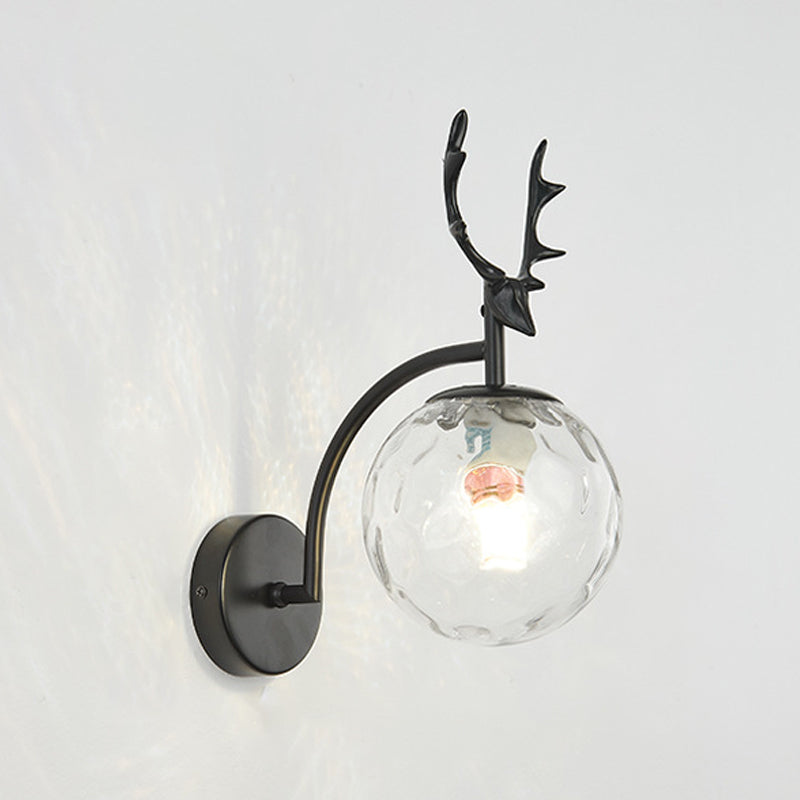 Metal Glass Wall Sconce 1 Blub Wall Mounted Light Fixture for Study Room