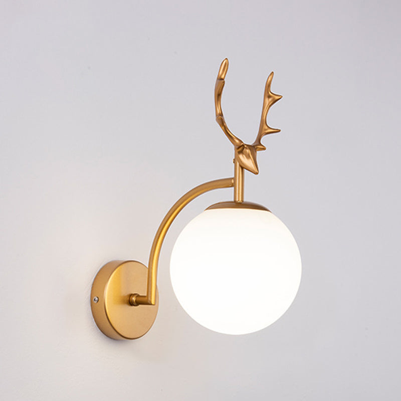 Metal Glass Wall Sconce 1 Blub Wall Mounted Light Fixture for Study Room