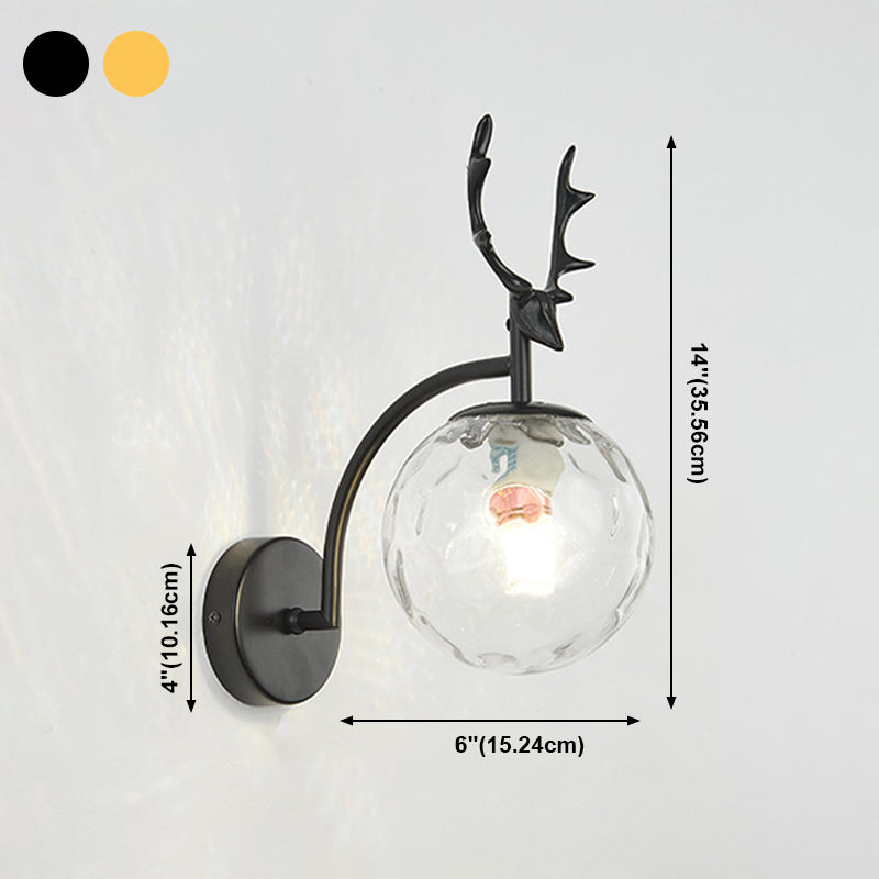 Metal Glass Wall Sconce 1 Blub Wall Mounted Light Fixture for Study Room