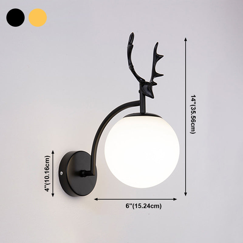 Metal Glass Wall Sconce 1 Blub Wall Mounted Light Fixture for Study Room