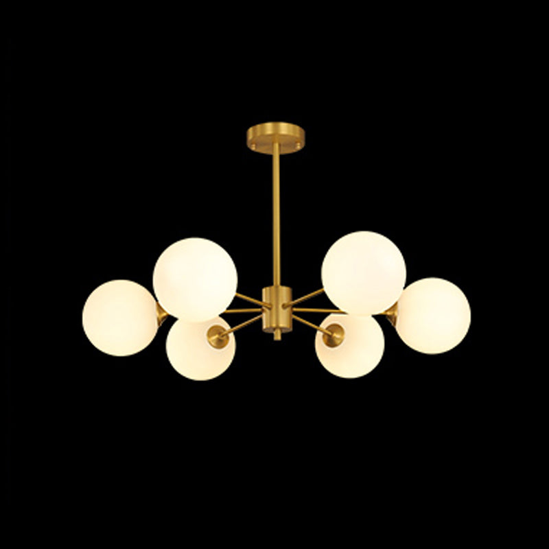 Lampadario globo nordico oro multi luce appesa alla luce con vetro bianco per camera da letto