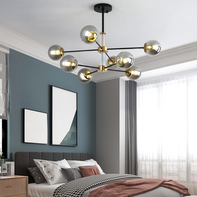 Nordic Globe Chandelier Clear Glass Multi Light Hanging Light for Bedroom