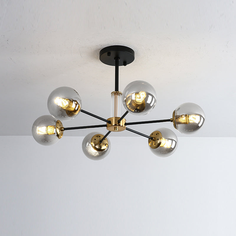 Nordic Globe Chandelier Clear Glass Multi Light Hanging Light for Bedroom