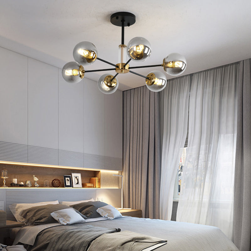 Nordic Globe Chandelier Clear Glass Multi Light Hanging Light for Bedroom