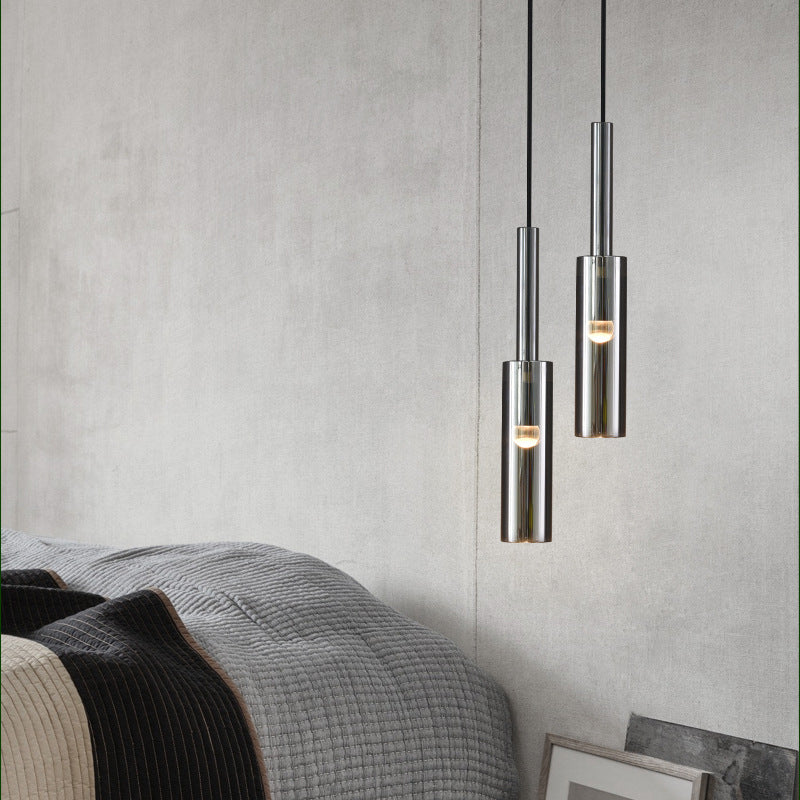 Cylinder Shade Hanging Light Modern Style Crystal Pendant Lights for Living Room