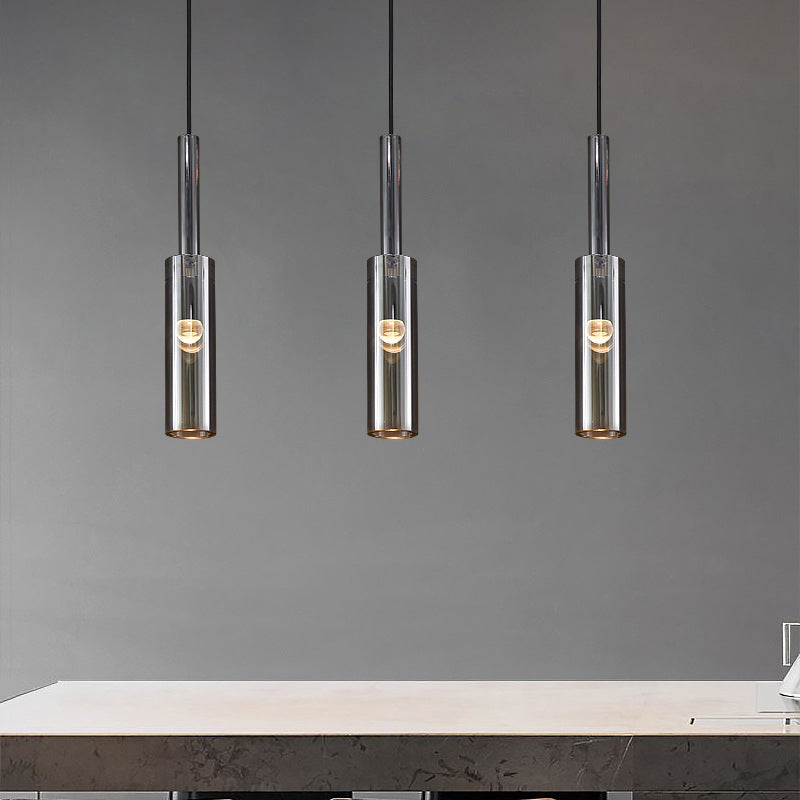 Cylinder Shade Hanging Light Modern Style Crystal Pendant Lights for Living Room