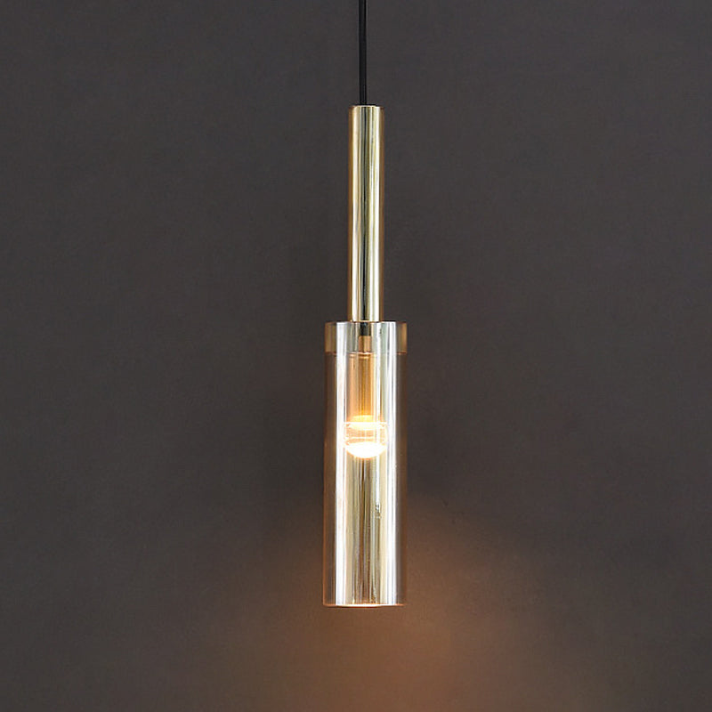 Cylinder Shade Hanging Light Modern Style Crystal Pendant Lights for Living Room