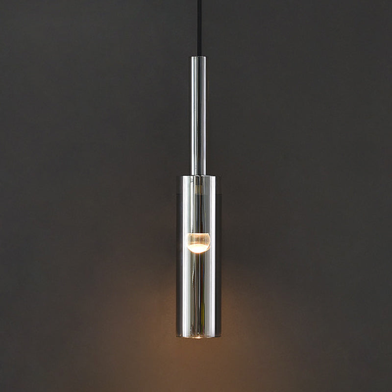 Cylinder Shade Hanging Light Modern Style Crystal Pendant Lights for Living Room