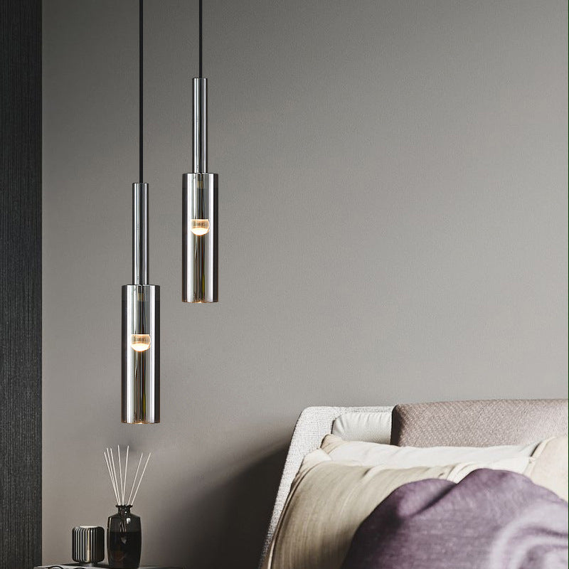 Cylinder Shade Hanging Light Modern Style Crystal Pendant Lights for Living Room