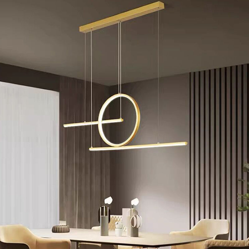 3-Light Ceiling Island Light Modern Style Linear Shape Metal Pendant Lighting