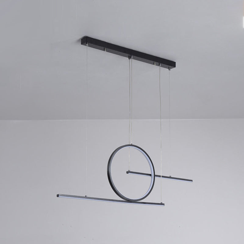 3-Light Ceiling Island Light Modern Style Linear Shape Metal Pendant Lighting