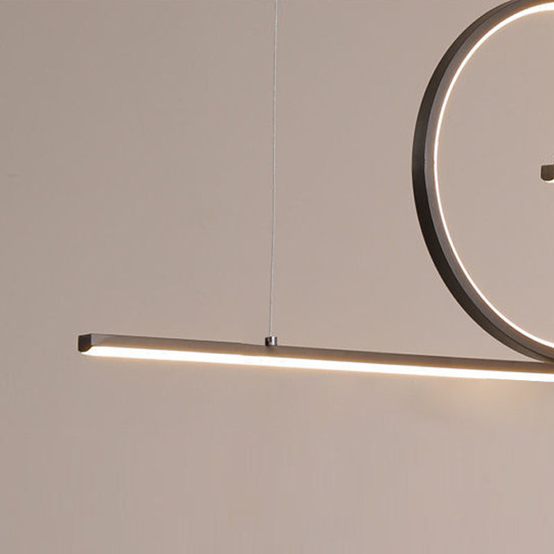 3-Light Ceiling Island Light Modern Style Linear Shape Metal Pendant Lighting