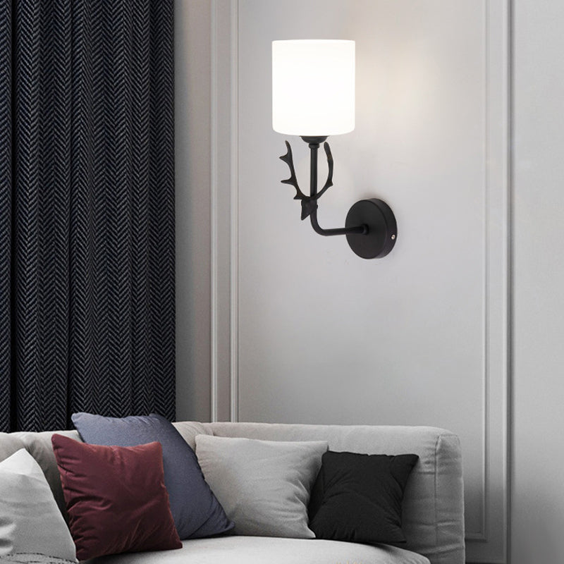 Contemporary Single Head Wall Sconce Glass Lampshade Mounted Light Fixture for Living Room
