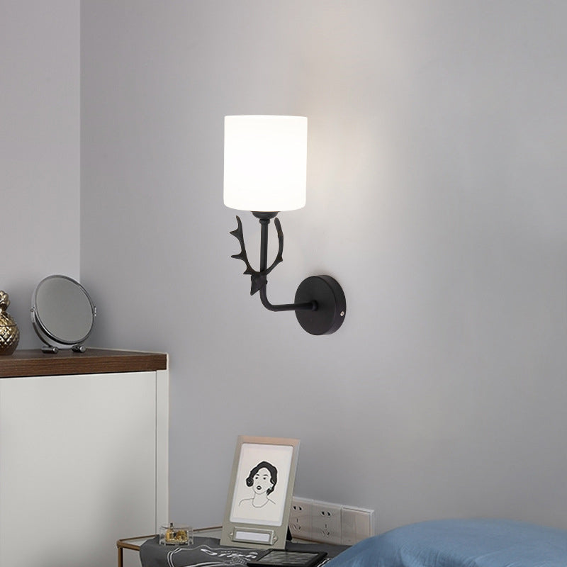 Contemporary Single Head Wall Sconce Glass Lampshade Mounted Light Fixture for Living Room