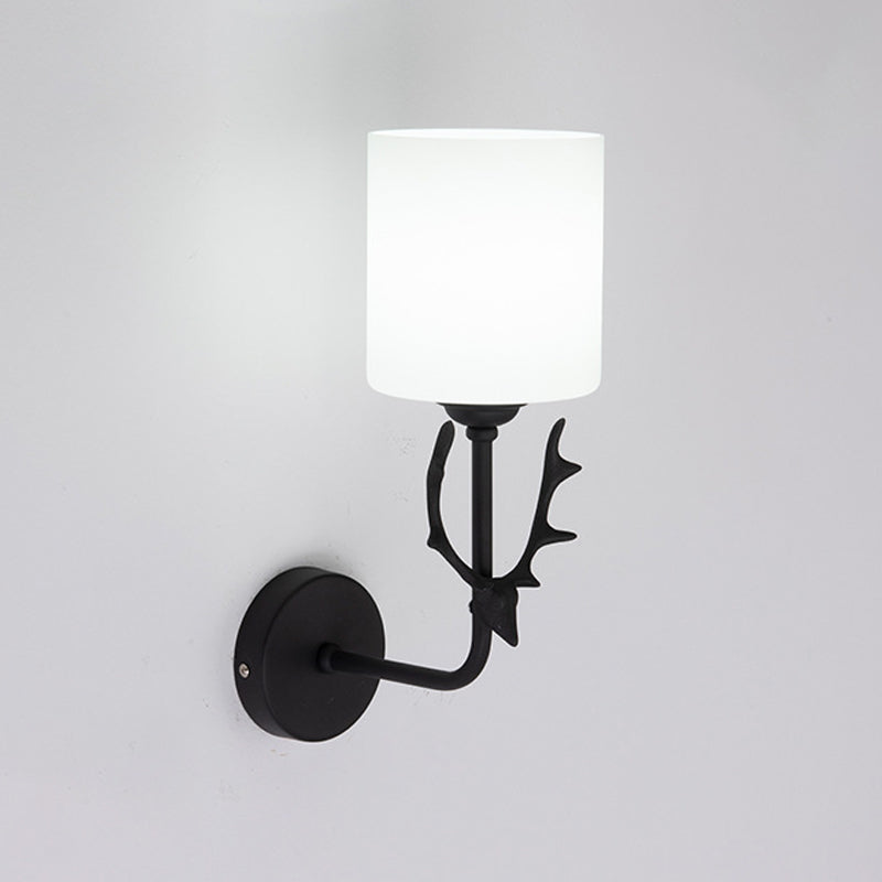Contemporary Single Head Wall Sconce Glass Lampshade Mounted Light Fixture for Living Room